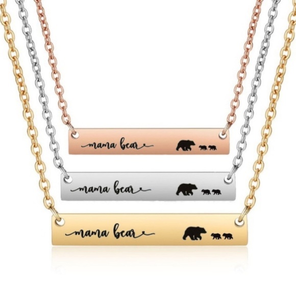 NWT! Rose Gold Silver or Gold Mama Bear Bar Chain Necklaces - Picture 6 of 6